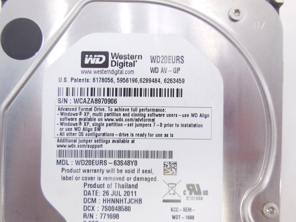 Жесткий диск 2 ТБ WD GREEN 3'5 SATA 6 Гб/с, 5400 rpm для персонального компьютера, WD GREEN 2ТБ — фото 1