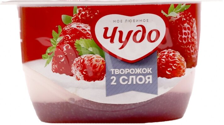 Творожок Чудо "Клубника и земляника", двухслойный, 4,2%, 100г — фото 1