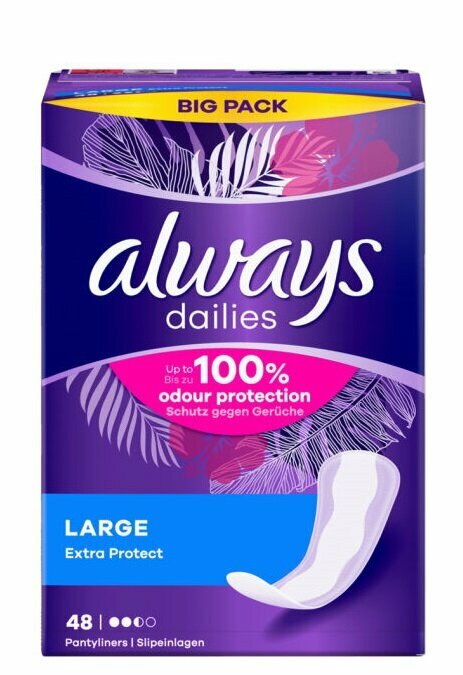 ALWAYS Dailies Прокладки ежедневные Large Extra Protect 48шт