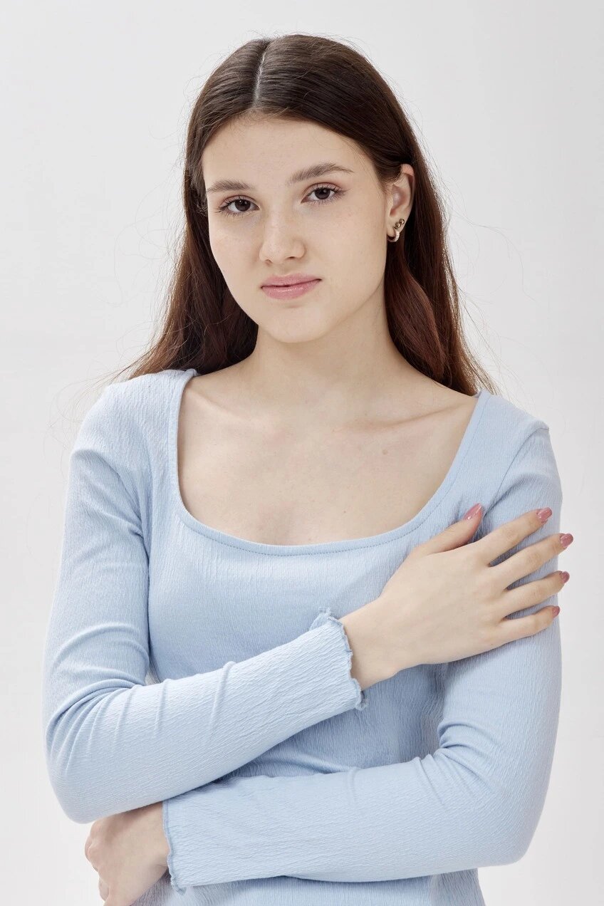Лонгслив Selfie, размер XS, , голубой — фото 1