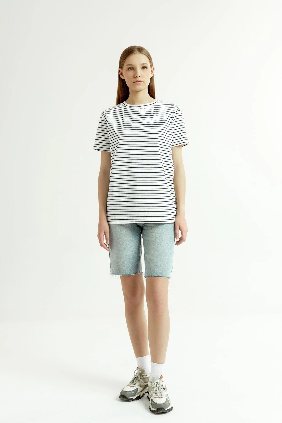 Футболка Selfie, размер S, бело-синяя полоска — фото 1