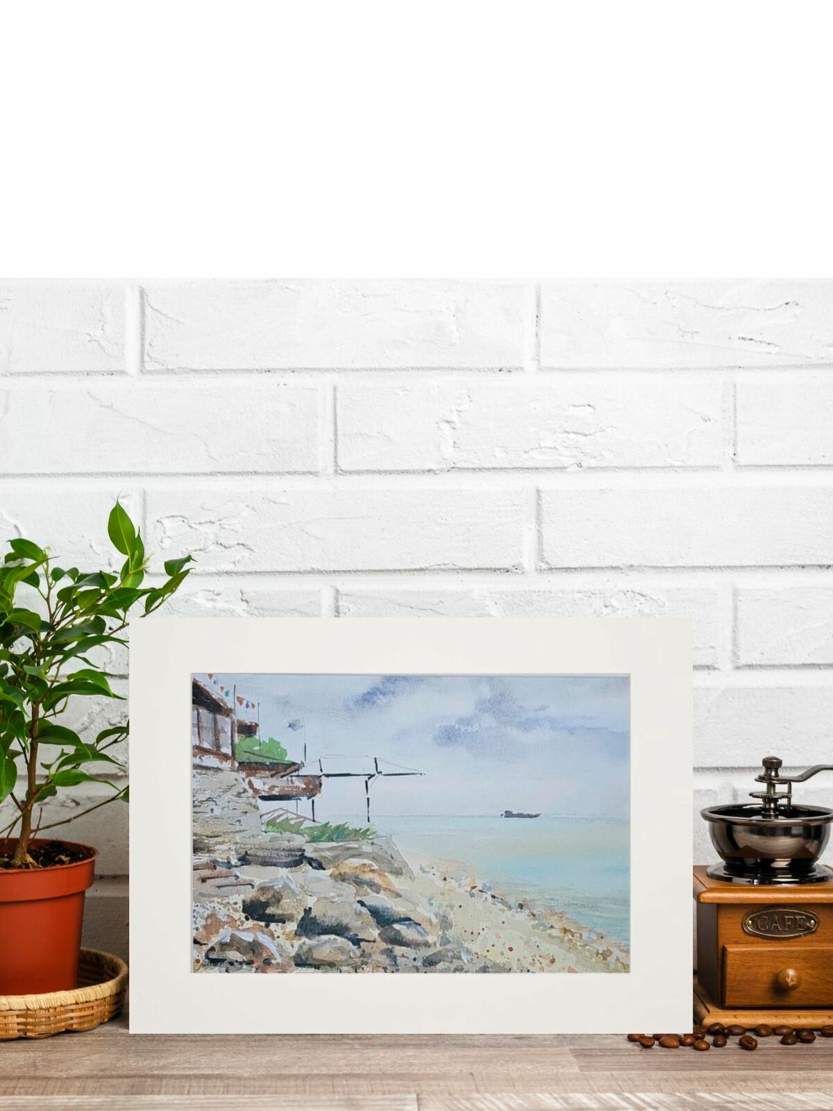 Картина авторская акварельная в паспарту 21х30 см на стену для интерьера 