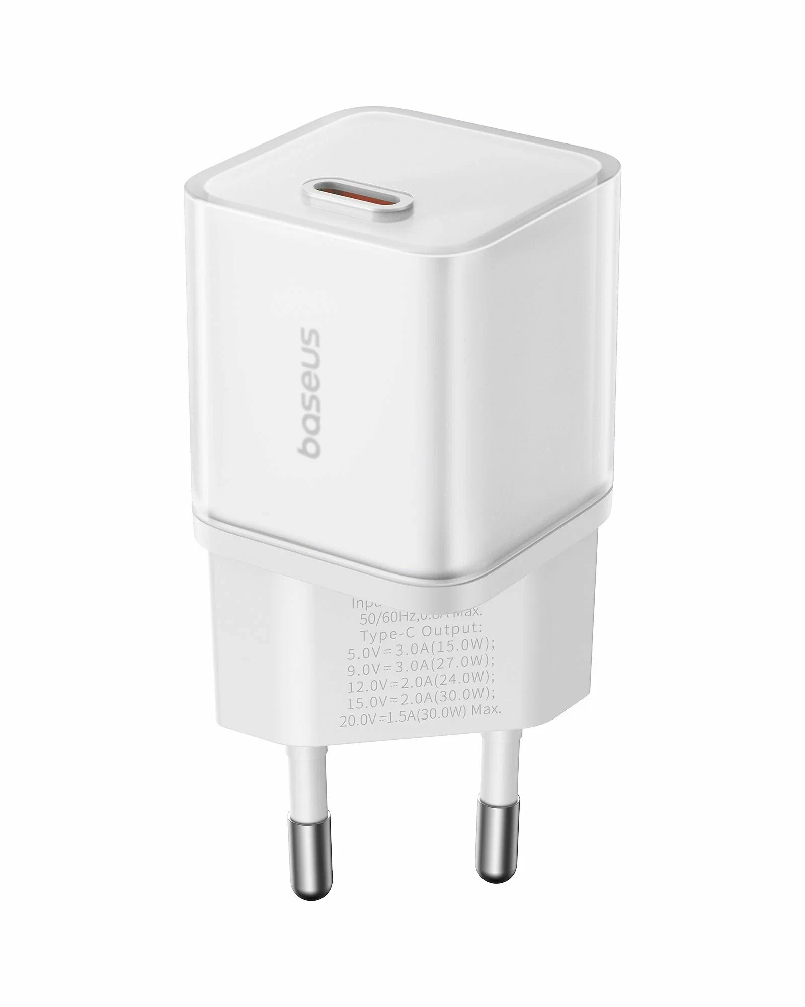 Сетевое зарядное устройство Baseus 30W GaN5S USB-C, быстрая зарядка (P10162504213-00) белый