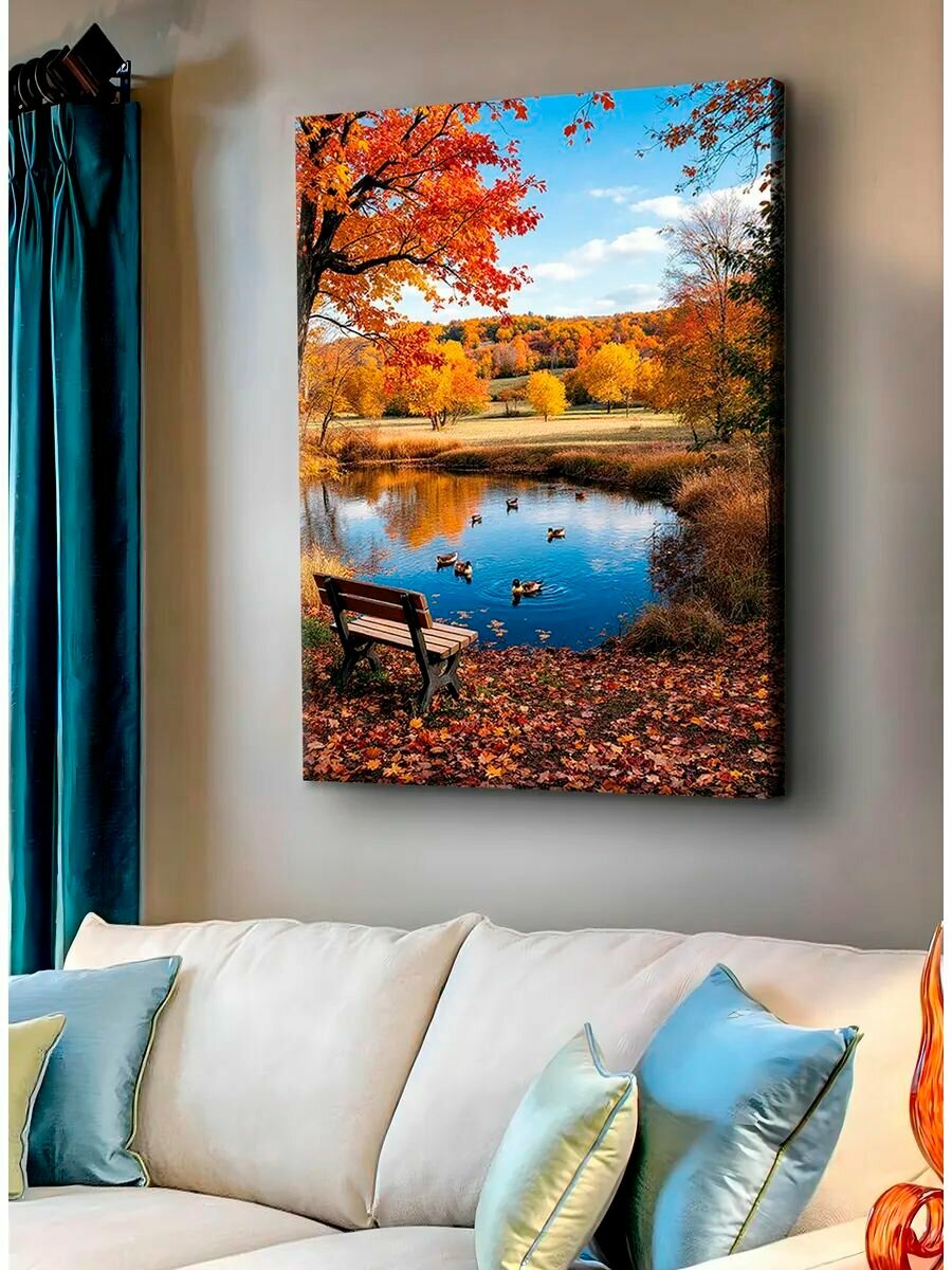 Картина "Пруд с уточками", интерьерная 50х70см 1шт.