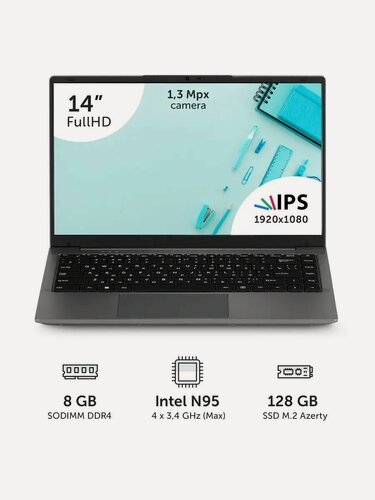Изображение товара Ноутбук Azerty RB-1452 (14" IPS 1920x1080 Intel N95 4x1.7GHz, 8GB, 128GB SSD)