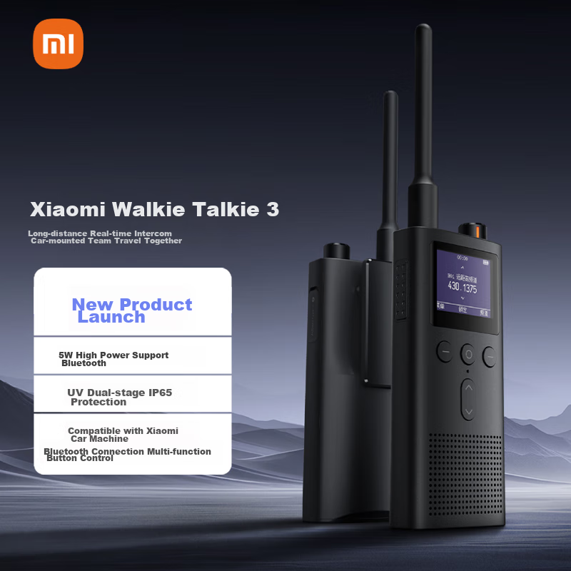 Xiaomi Walkie-Talkie 3 Supports Bluetooth Headphones, High Protection Level UV Dual-Band, Car And Outdoor Self-Driving, Compatible with Xiaomi SU7 Car System