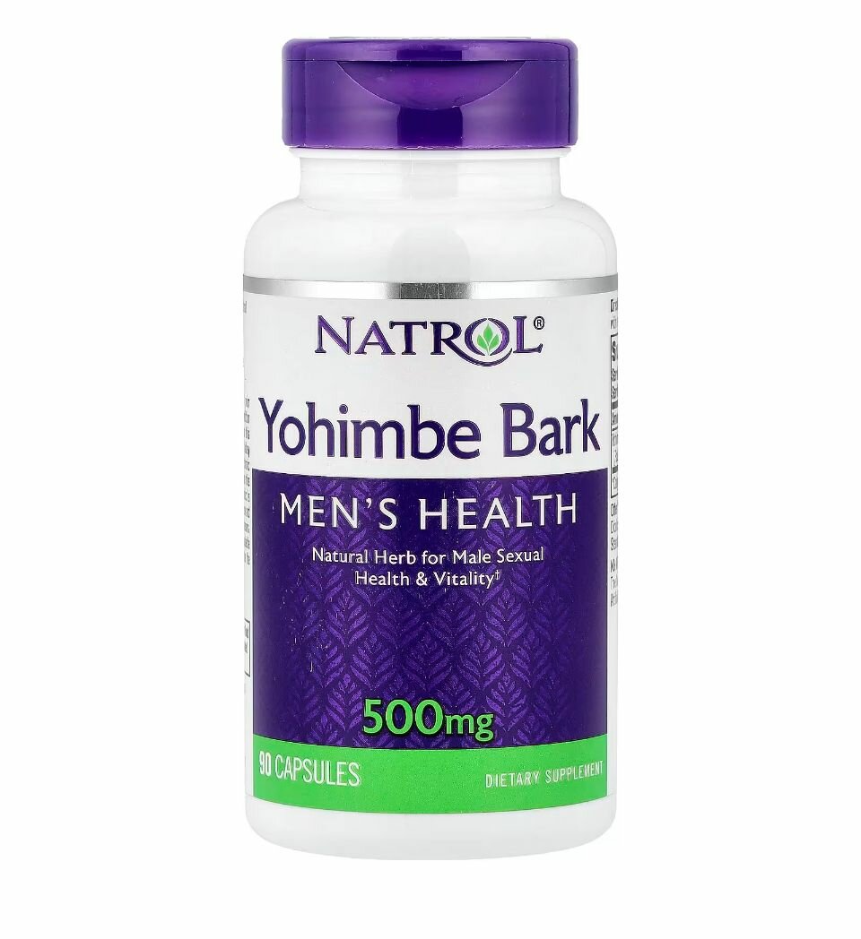 Natrol, Кора йохимбе, 500 мг, 90 капсул