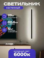 Светильник настенный светодиодный Loft Grand черный матовый, 6000К, 20W, бра