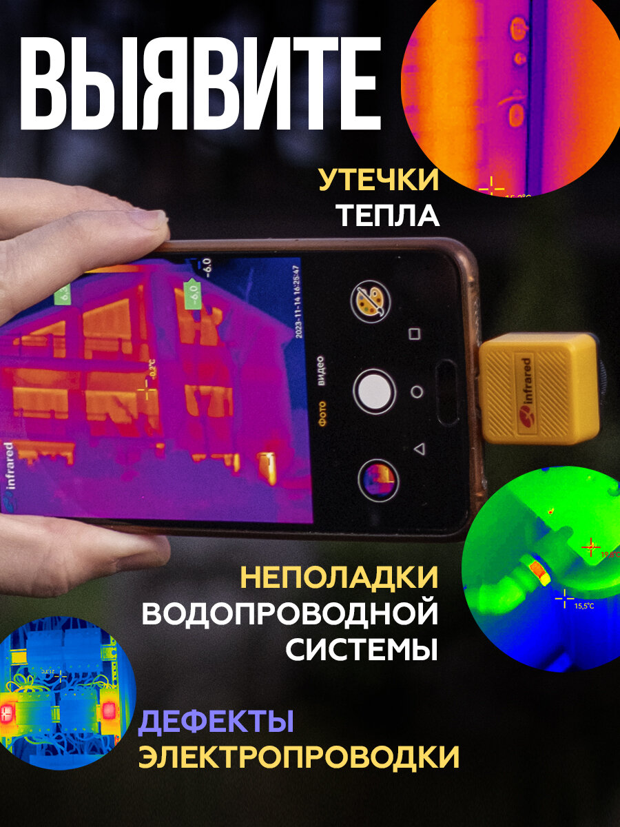 Тепловизор для смартфона Infiray Xinfrared T2S+ с функцией изучения микросхем, точное определение разницы температур — фото 1