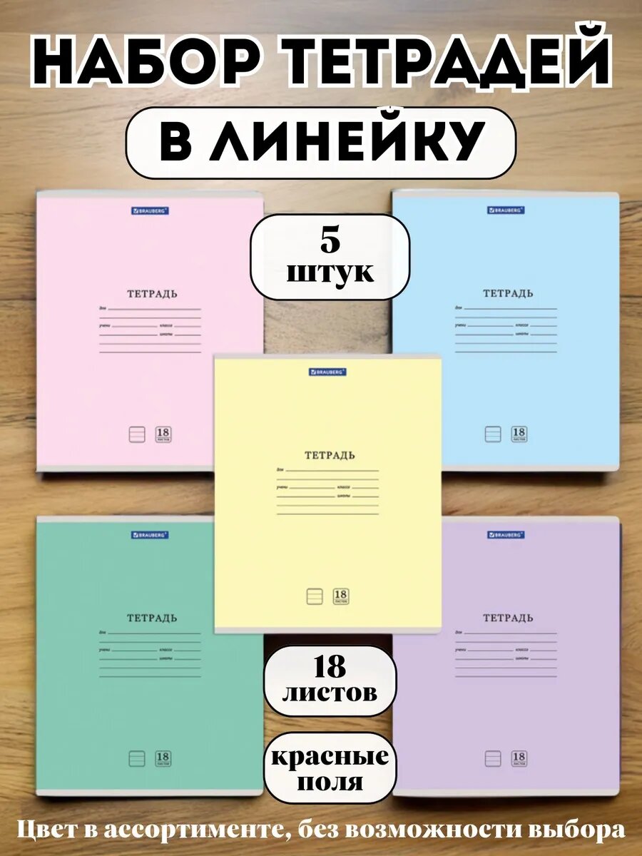 Тетради в линейку 18 листов набор 5 штук