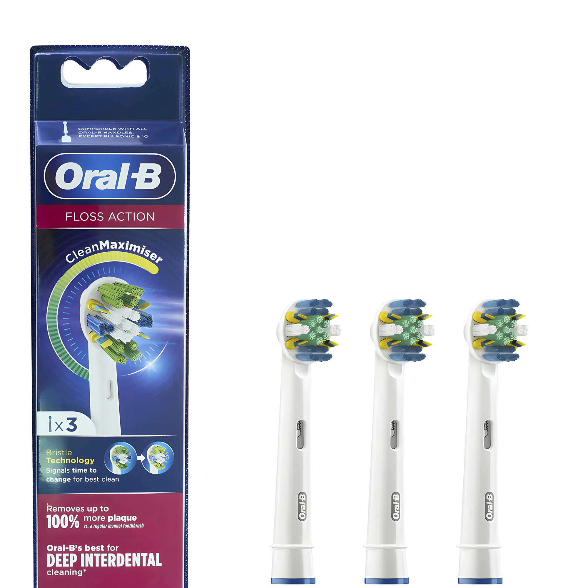 Набор насадок Oral-B Floss Action CleanMaximiser для ирригатора и электрической щетки, белый, 111 мл, 3 шт.