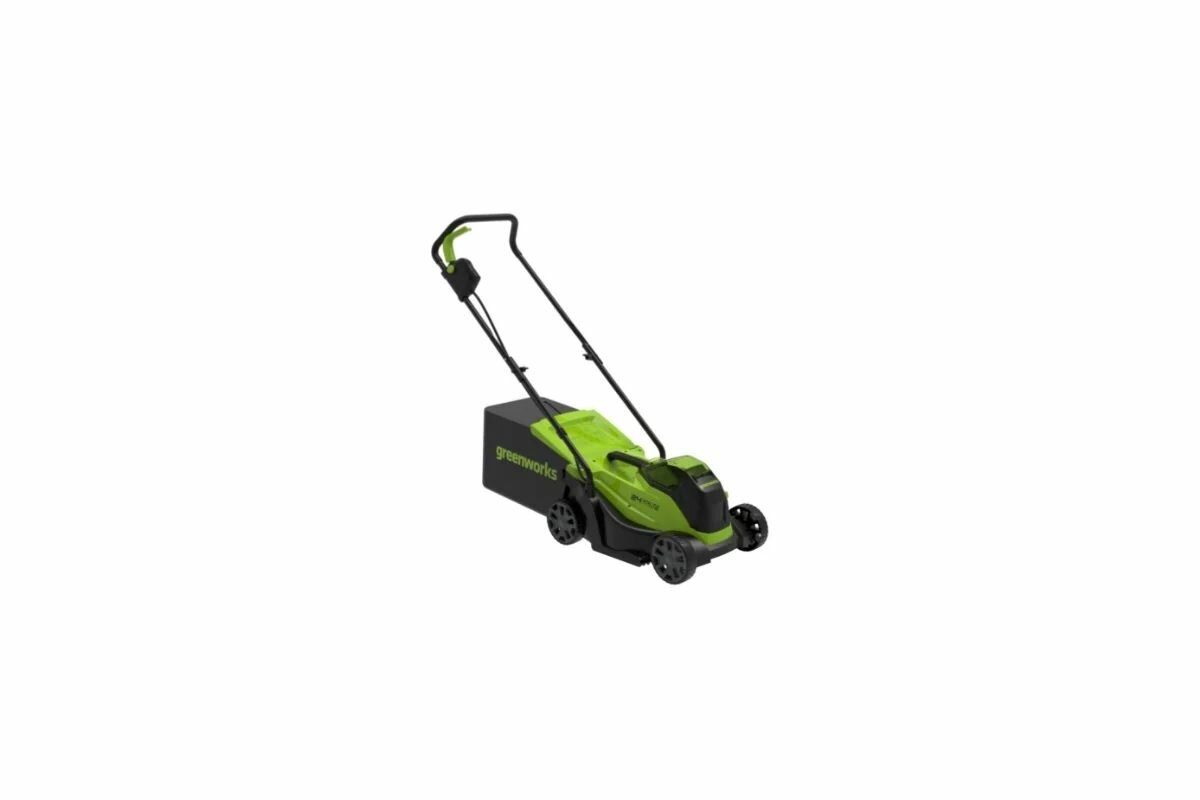 Картинки Аккумуляторная газонокосилка GreenWorks 24V, 33 см, бесщеточная, с 1хАКБ 2Ач и ЗУ 2516107UA