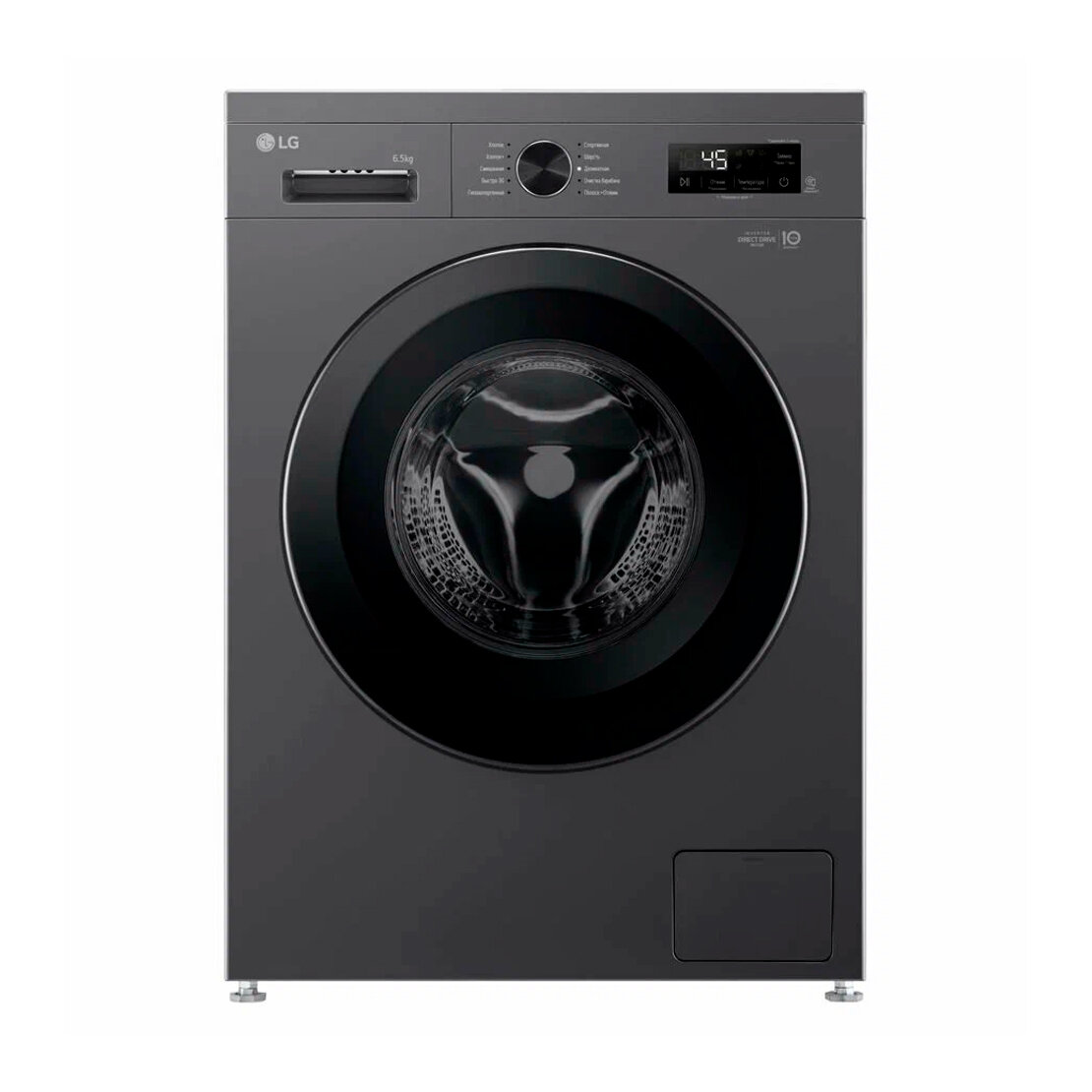 Стиральная машина LG F2Y1WS6J, загрузка 6.5 кг, 1200 об/мин, инверторный мотор с прямым приводом, черный