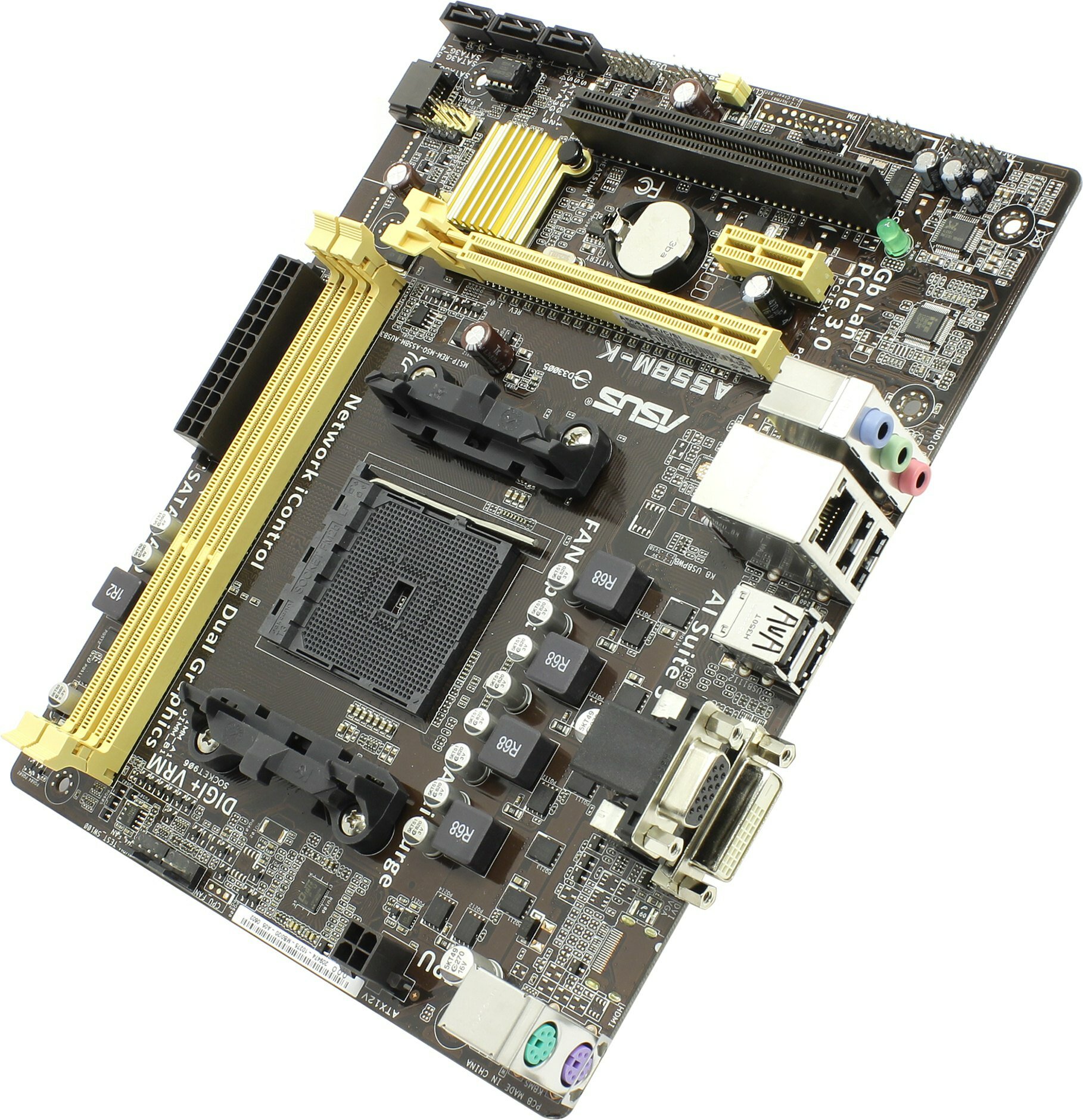 Материнская плата ASUS A55BM-K, FM2+, MicroATX, DDR3, AMD A55