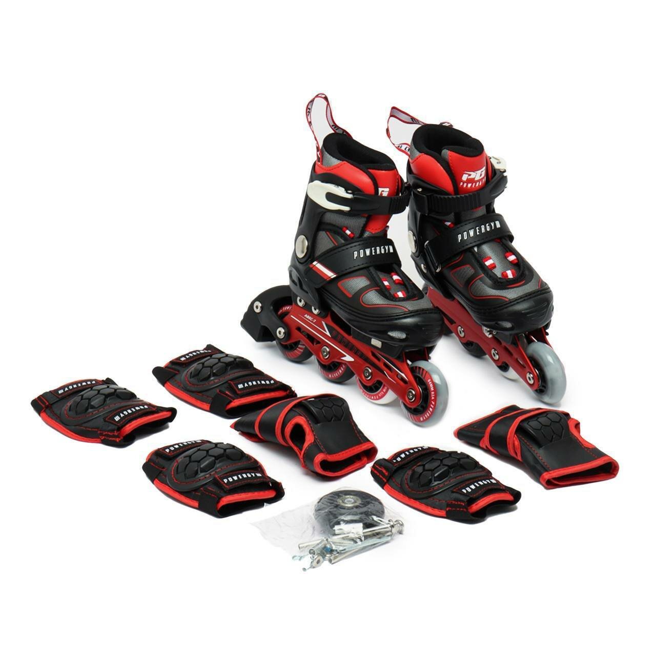 Роликовые коньки PowerGym Cougar, классические, ABEC 3, Красный — фото 1