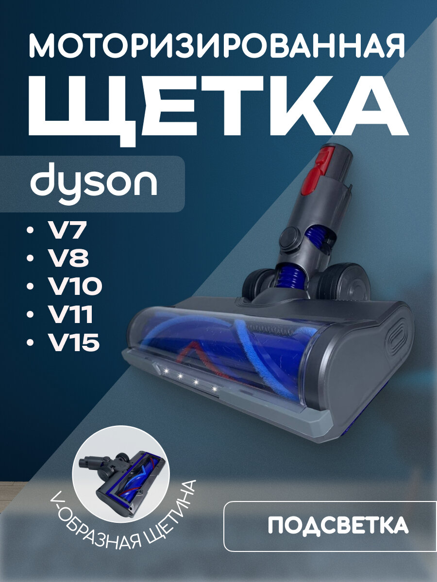 Моторизованная ковровая щетка Run Energy для Dyson V7, V8, V10, V11, V15 с подсветкой