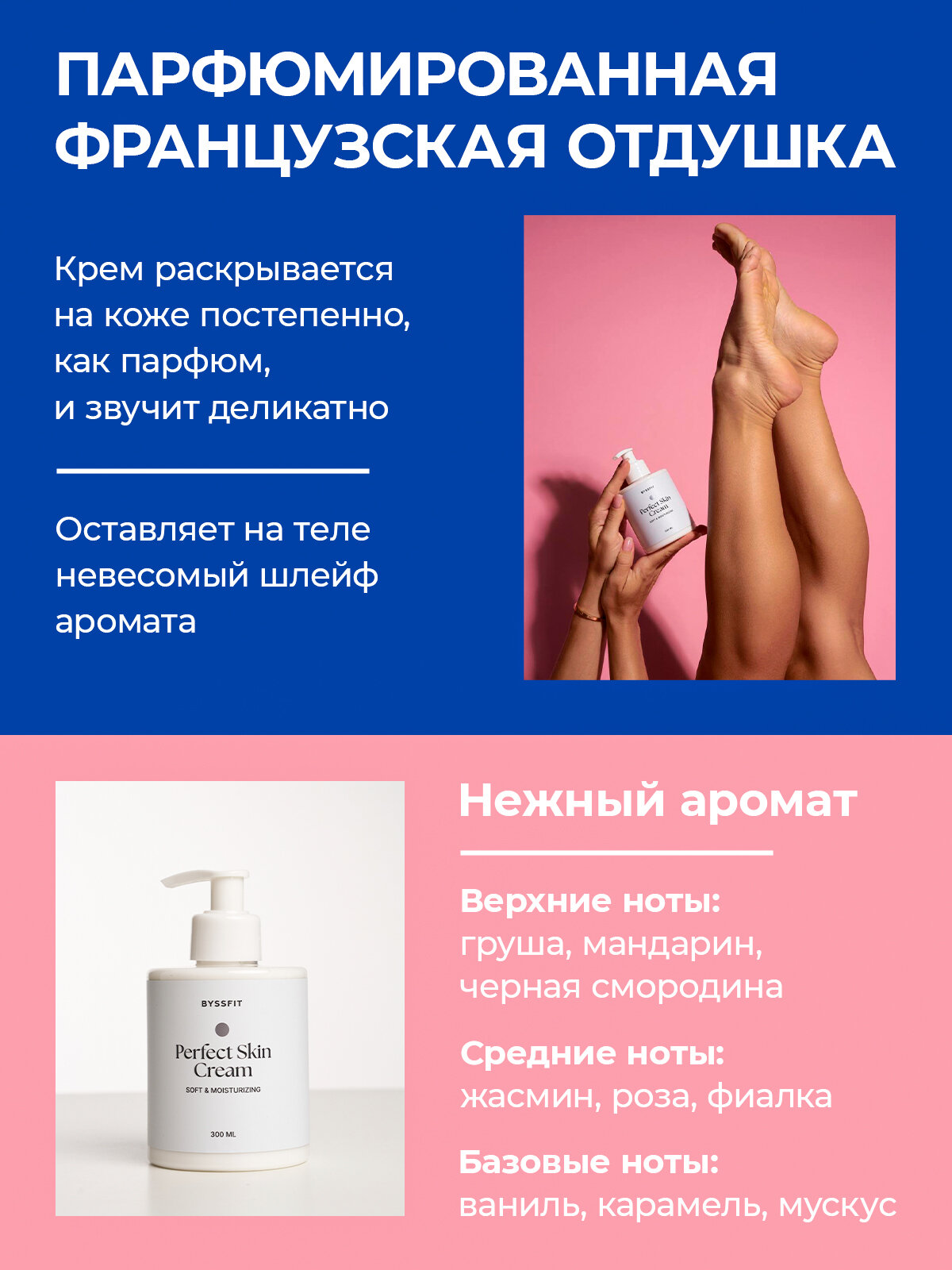 Кремы Для Тела Крем для тела и лица BYSSFIT, парфюмированный крем для тела PERFECT SKIN CREAM, 300 мл