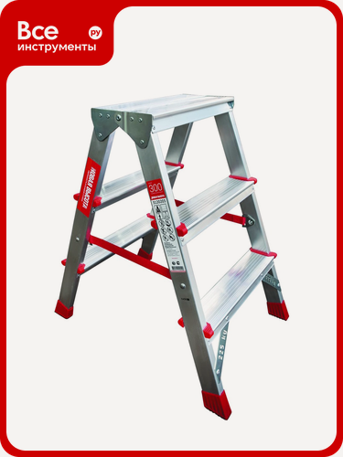 Изображение товара Двусторонняя алюминиевая стремянка с широкими ступенями, три уровня с каждой стороны, повышающая безопасность