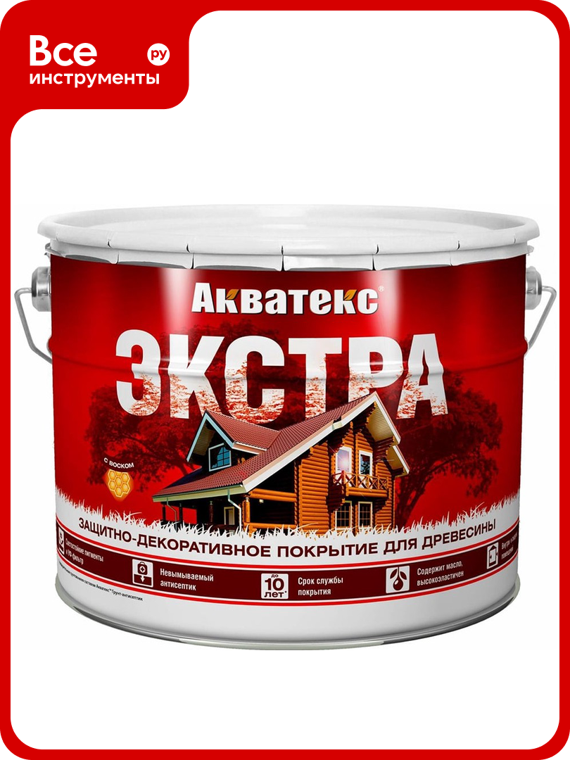 Защитно-декоративное покрытие для дерева акватекс экстра полуглянцевое калужница 9 л 259783