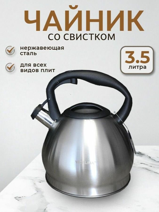Чайник со свистком нержавеющая сталь 35 л.