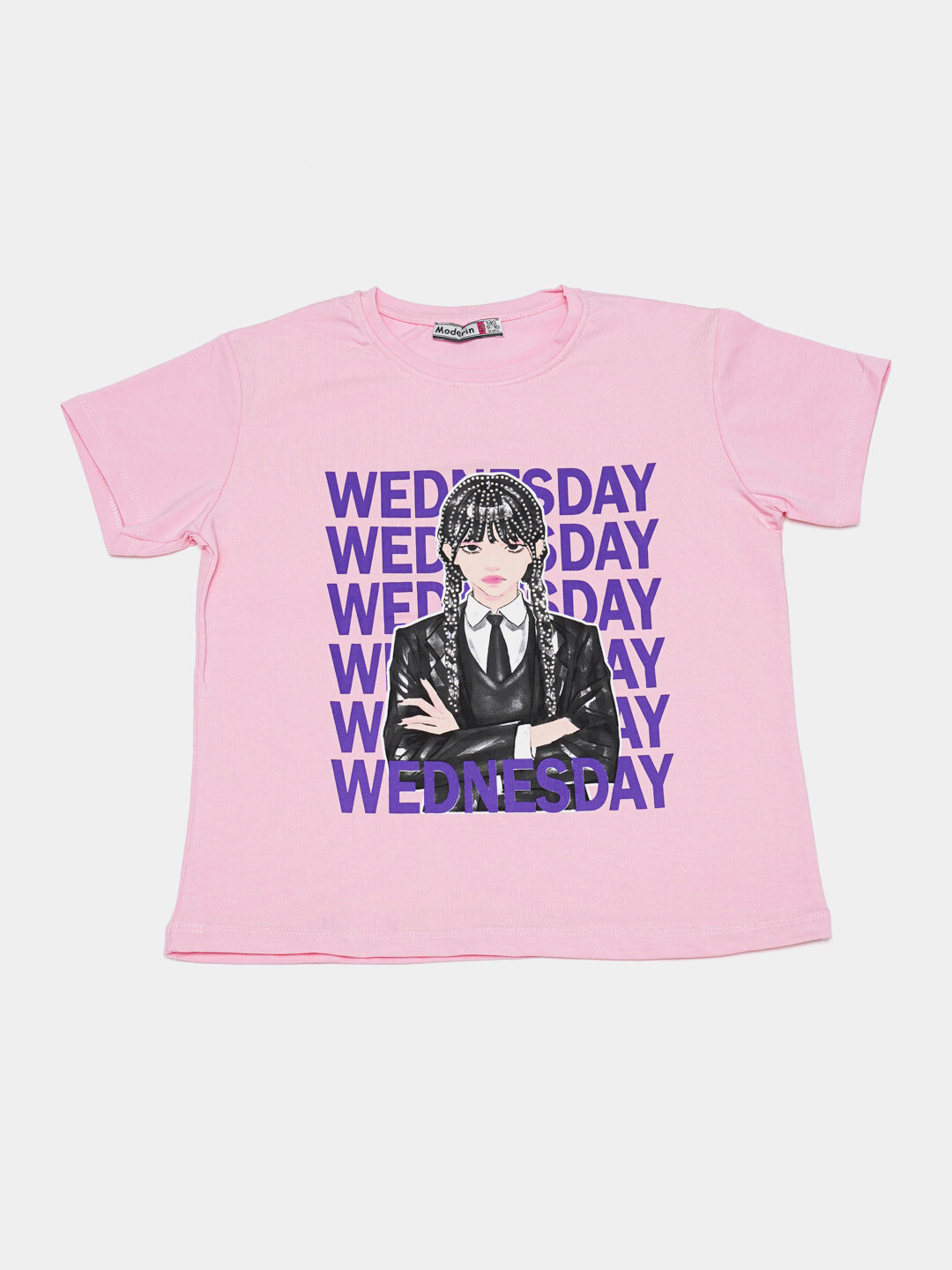 Футболка  Футболка "Wednesday", хлопок, для девочки, принт стойкий, не выгорает, размер 164 — фото 1