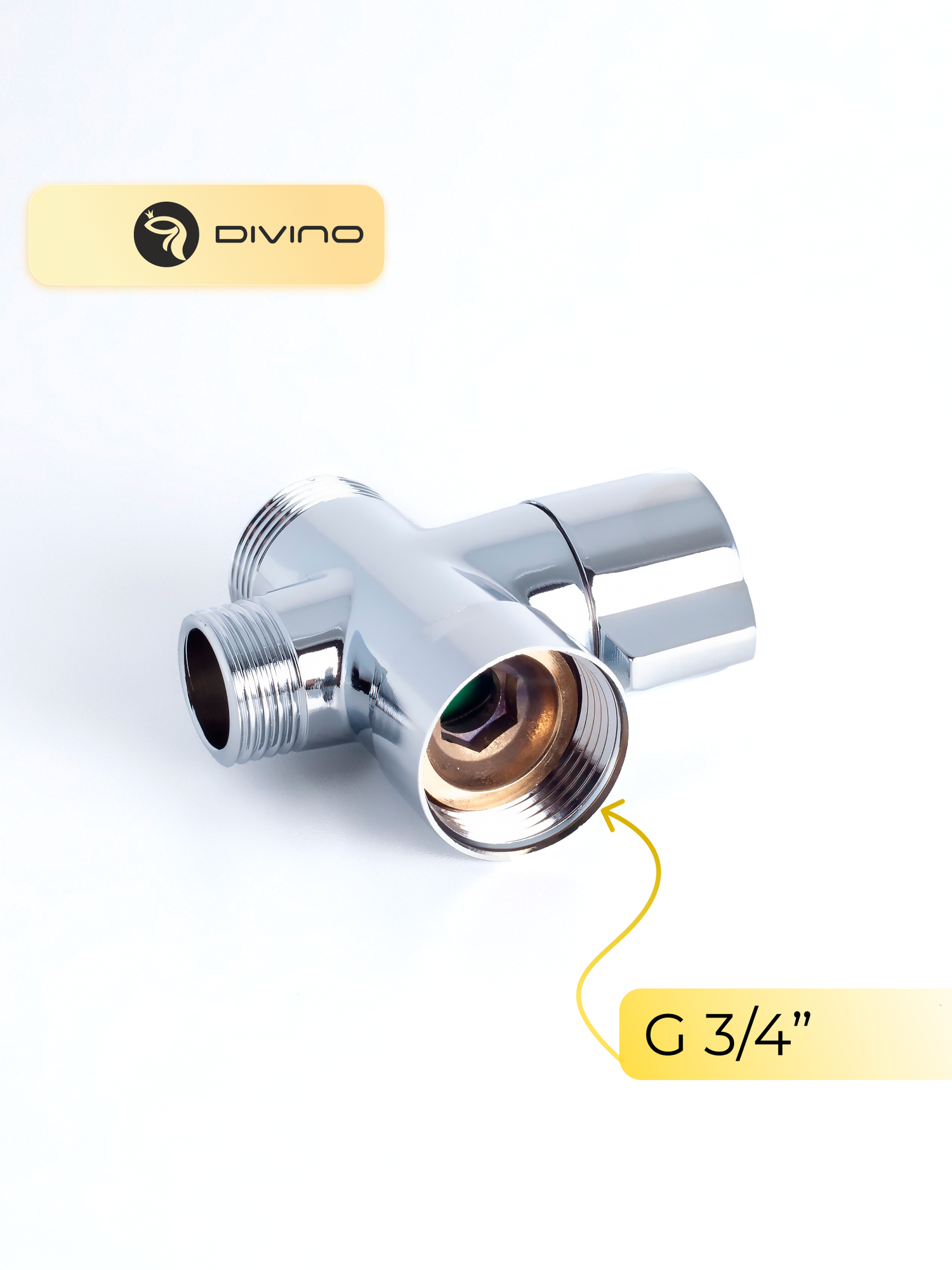 Дивертор DIVINO CS-30, флажковый, для ванны, латунь, серебристый — фото 1