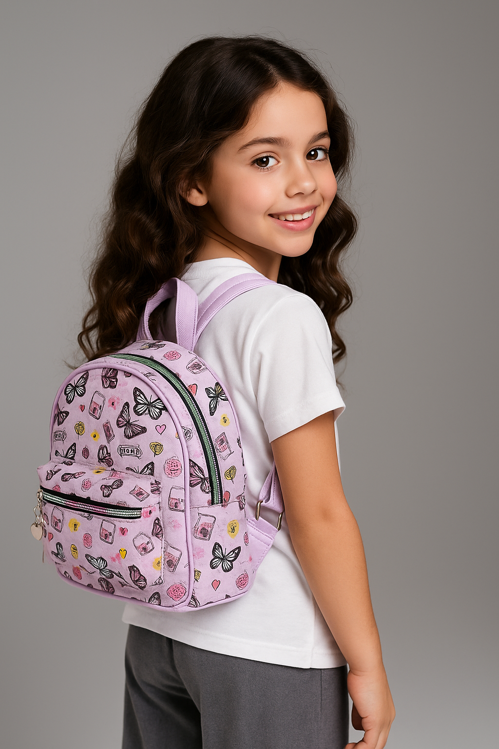 Рюкзак для девочки детский Daniele Patrici цвет фиолетовый с внешним карманом