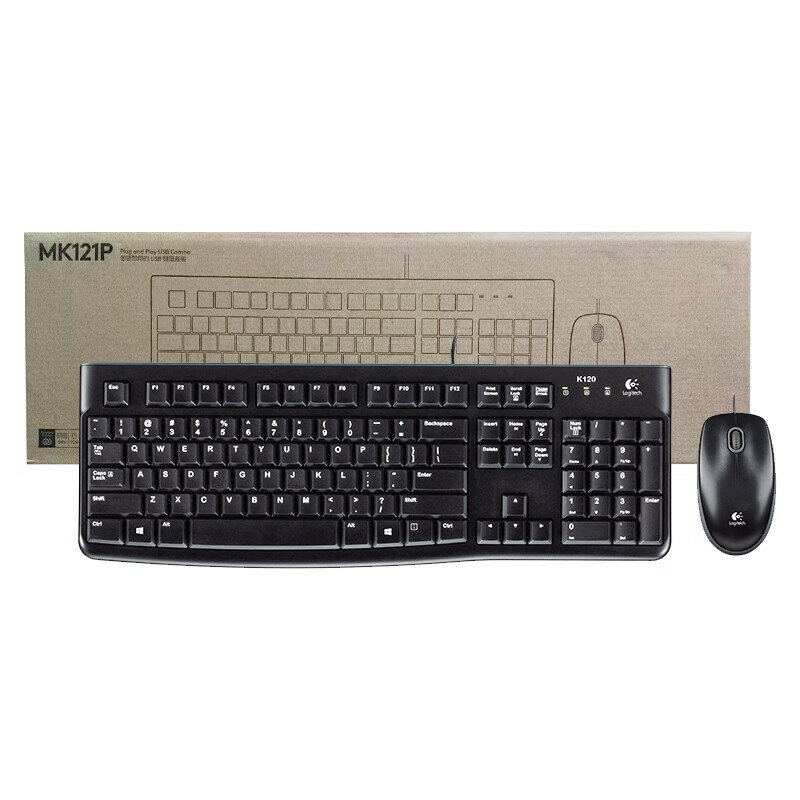 Logitech MK121P (MK120) Wired Keyboard and Mouse Combo 108-Key Full Size Commercial Office Computer Set (K120 Keyboard + M110 Mouse)