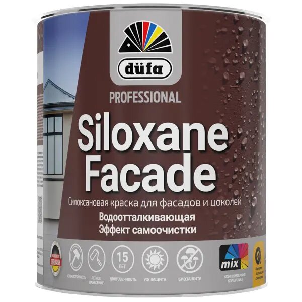 Краска фасадная Dufa Siloxane Facade цвет белый матовая база 1 0.9 л