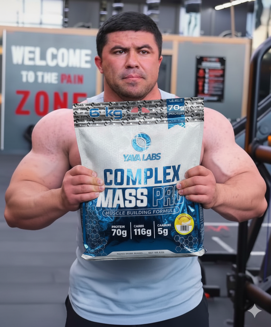 Гейнер YAVA LABS Complex Mass, банан, для набора массы, 6 кг gainer