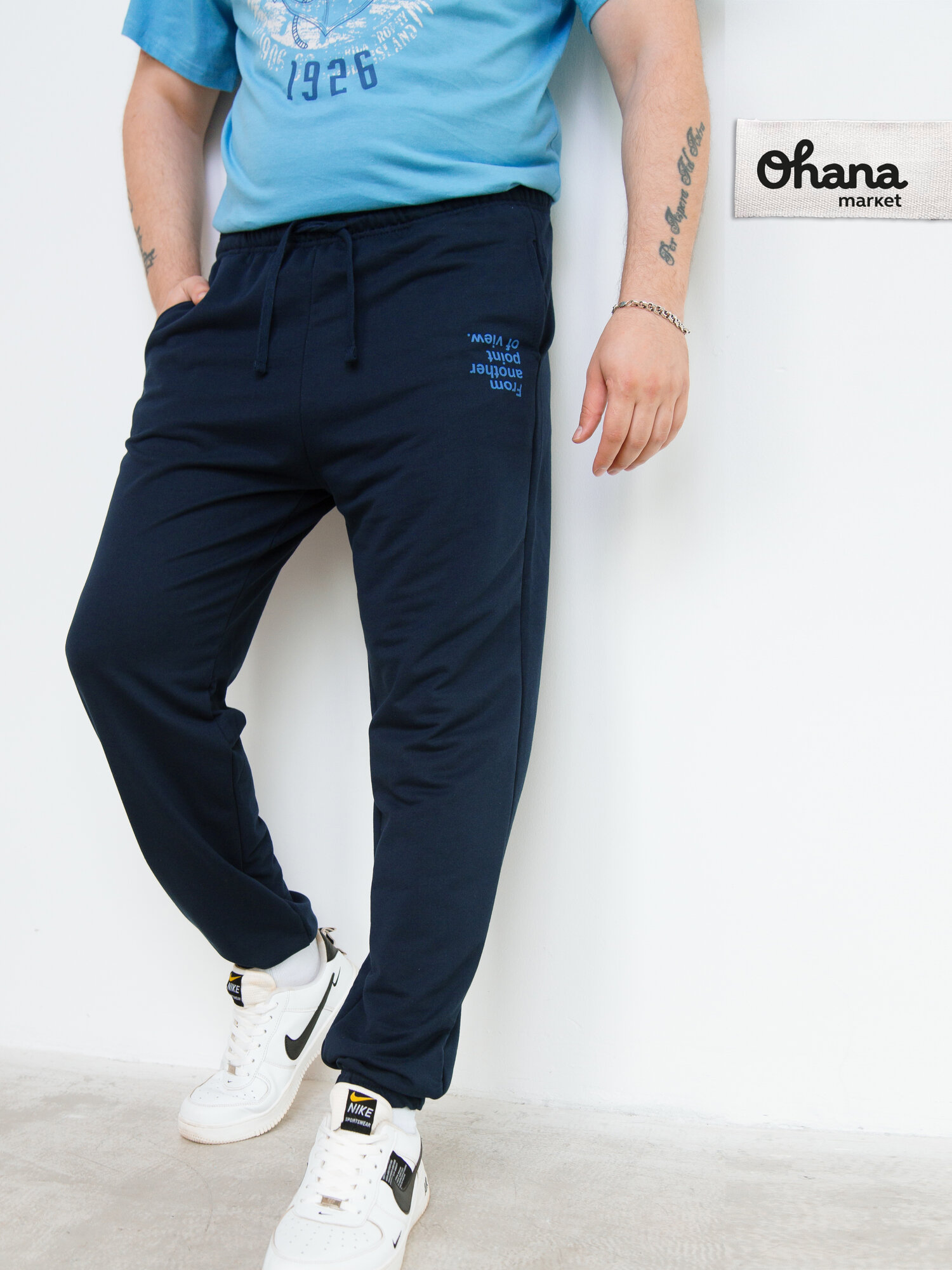 Брюки спортивные Ohana market большого размера размер 58 синий темный