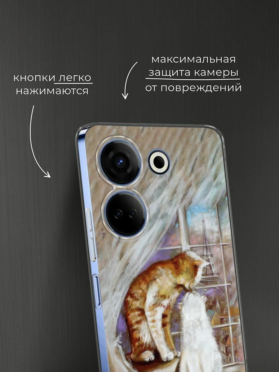 Чехол на Tecno Camon 20/20 Pro 4G / Текно Камон 20/20 Pro 4G с принтом "Влюбленные котики 1" — фото 1