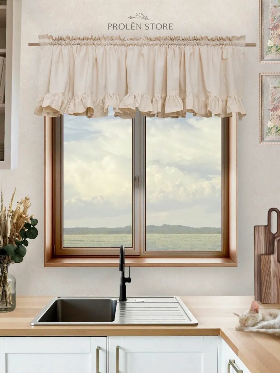 Австрийская штора из льна 1шт 55*280 — фото 1