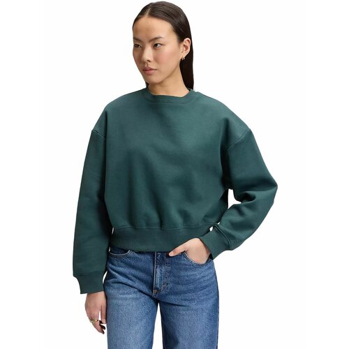 фото Толстовка lee women relaxed core sweatshirt, размер l, , зеленый