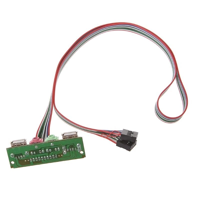 52,5 см USB 2,0 аудиоразъем, микрофон, кабель для наушников, ПК, внешняя панель, USB аудиопорт, микрофон, кабель для наушников, Black