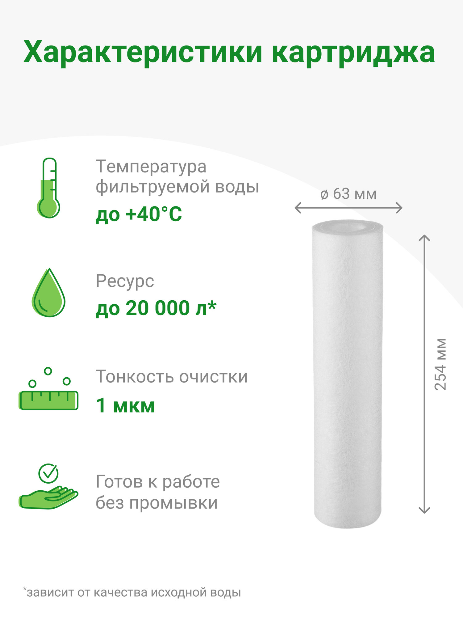 Картридж механический Гейзер PP 1 - 10SL, для холодной воды, убирает ржавчину, песок, ил и др. примеси, 28210 — фото 1