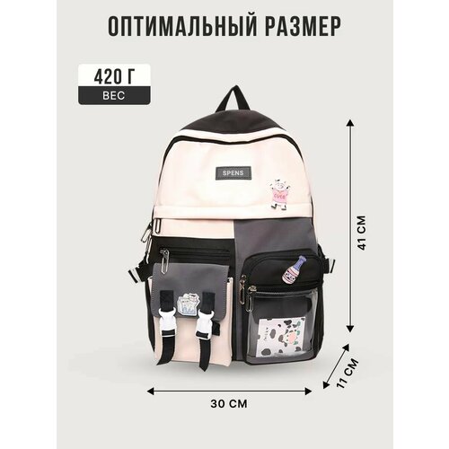 фото Рюкзак корейский, рюкзак школьный, бренд spens, цвет бежевый