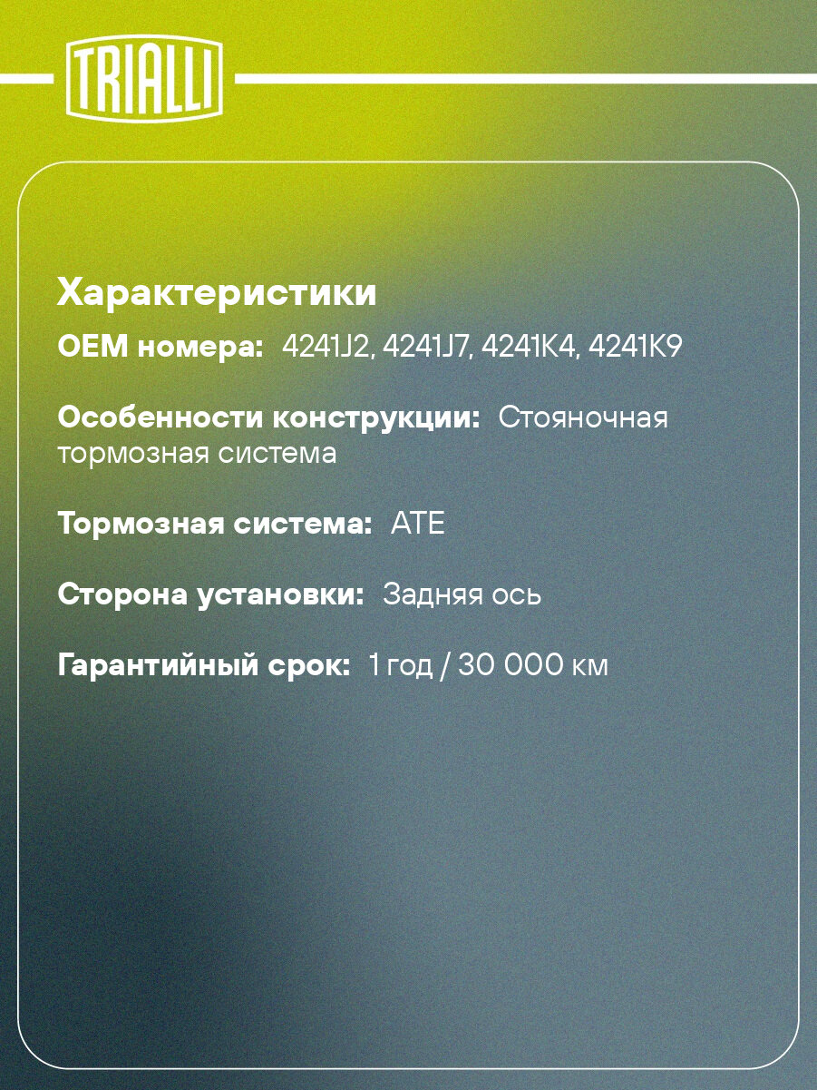 Колодки тормозные для автомобилей Peugeot 406 (96-) барабанные стояночного тормоза 185x30 для тормозной системы Ate GF 2002 TRIALLI — фото 1