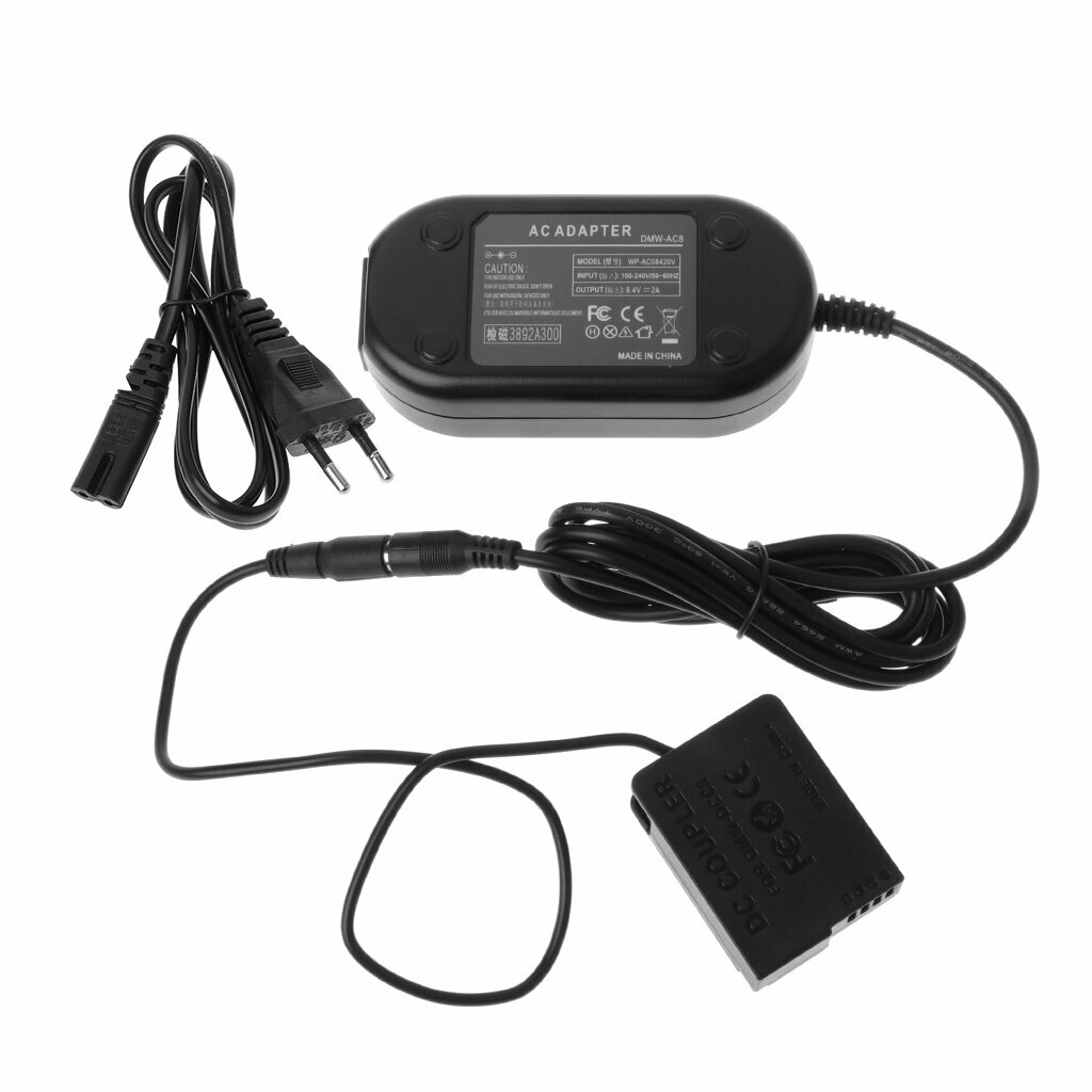DMW-AC8 AC Power Adapter + DMW-DCC8 for DC Coupler For Panasonic DMC-G80 DMC-G85