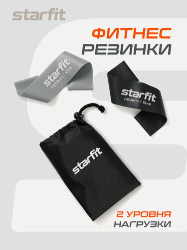 Изображение товара Резинки для фитнеса мини-эспандеры STARFIT ES-206, черный/серый, 2 шт.