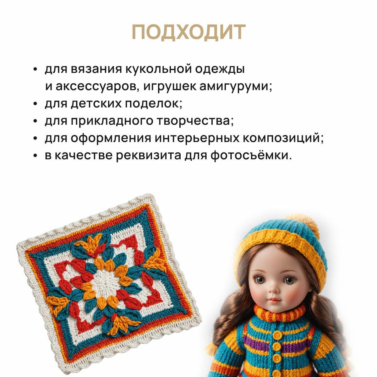 Пряжа для вязания Astra Premium 'Кукольная' 10г, 23м (100% хлопок) (Ассорти №1), 8 мотков — фото 1