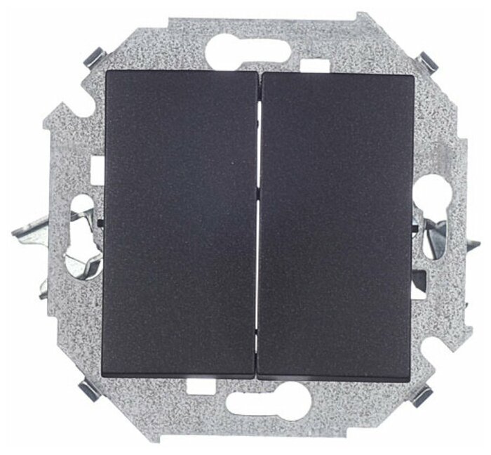 Переключатель двухклавишный 16А 250В винтовой зажим Simon 15  графит 1591397 038