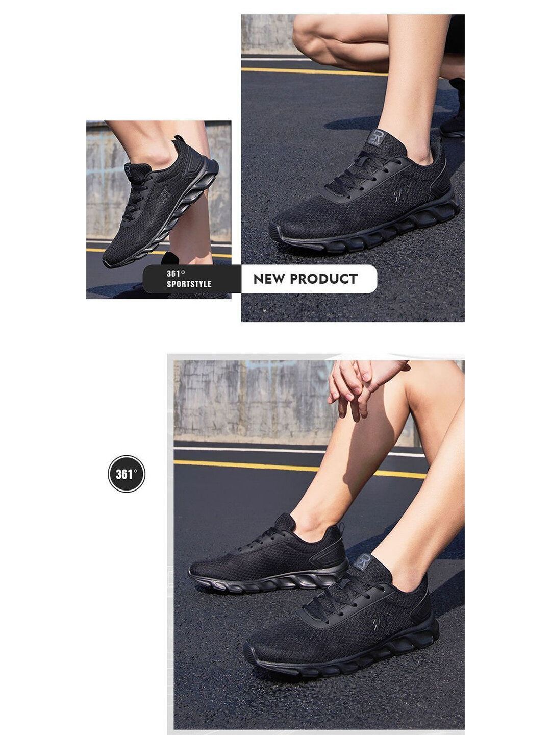 Кроссовки 361° Infinite MVMNT SE, полнота F, размер 41 EURO, black/white/multicolor — фото 1