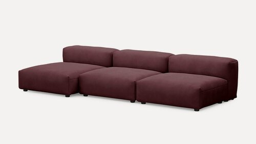 Изображение товара Диван с оттоманкой Фиджи (малый) Velutto 15 NEW 315x137x62 см, бордовый Велютто, нераскладной GOODFORM