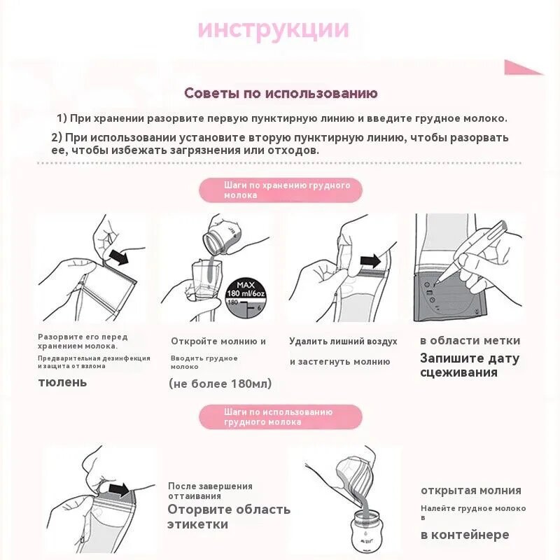 Пакеты Для Сбора И Хранения Молока Пакеты для хранения молока, 180 мл, 25 шт Philips avent SCF603/25