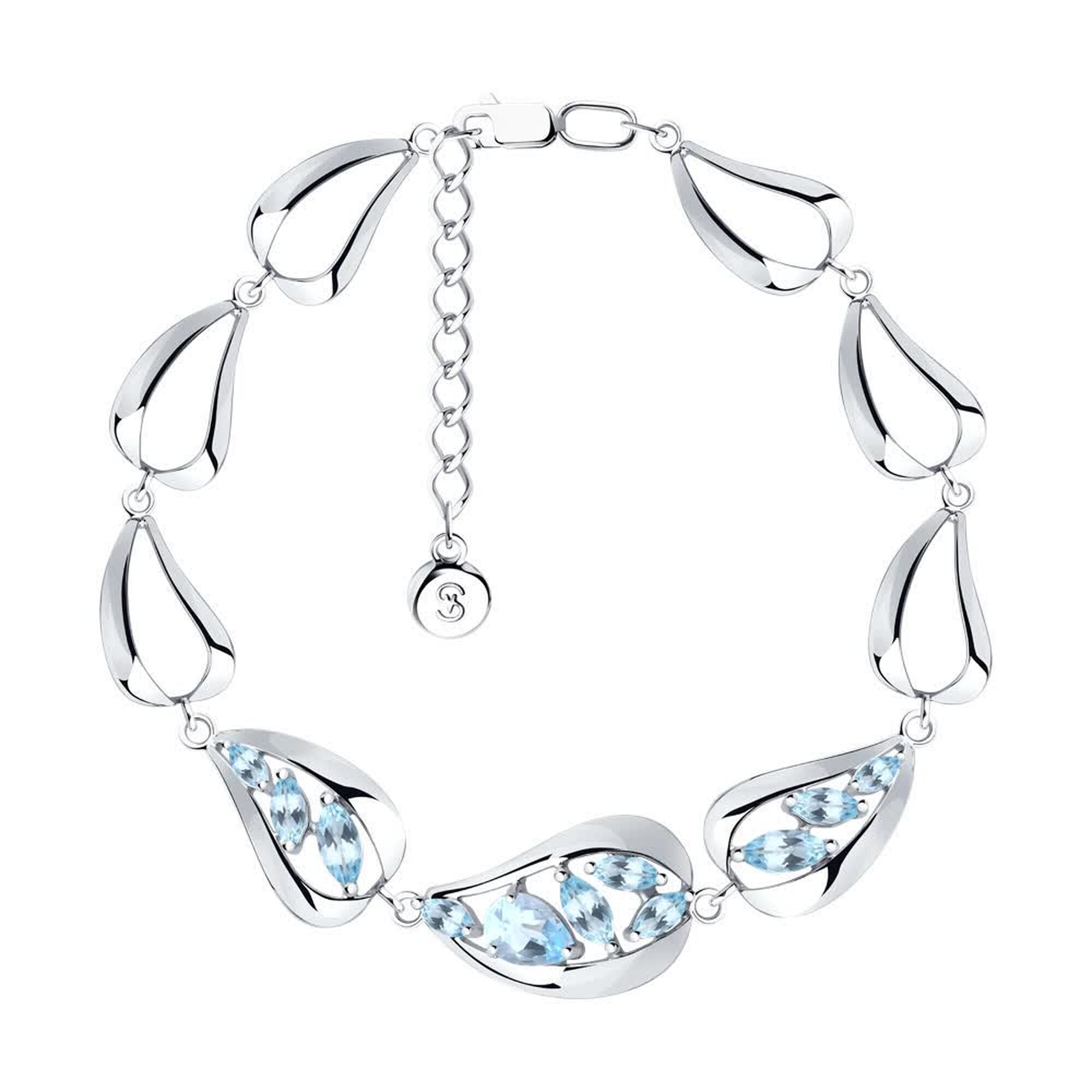 Браслет Diamant online, серебро, 925 проба, родирование, топаз