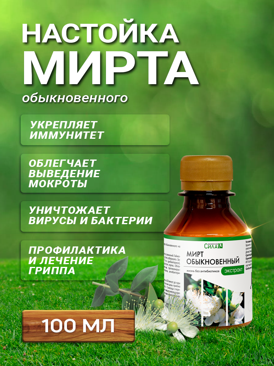 Настойка Мирта 100 мл НТК Жизненная Сила Растительный безвредный антибиотик