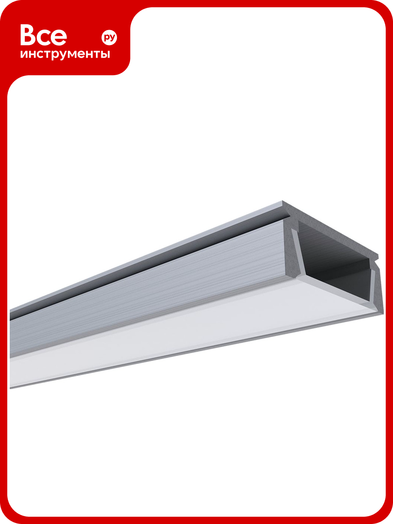 Профиль Apeyron алюминиевый прямой накладной серебро 2 м инд. упак. 3011 08-01