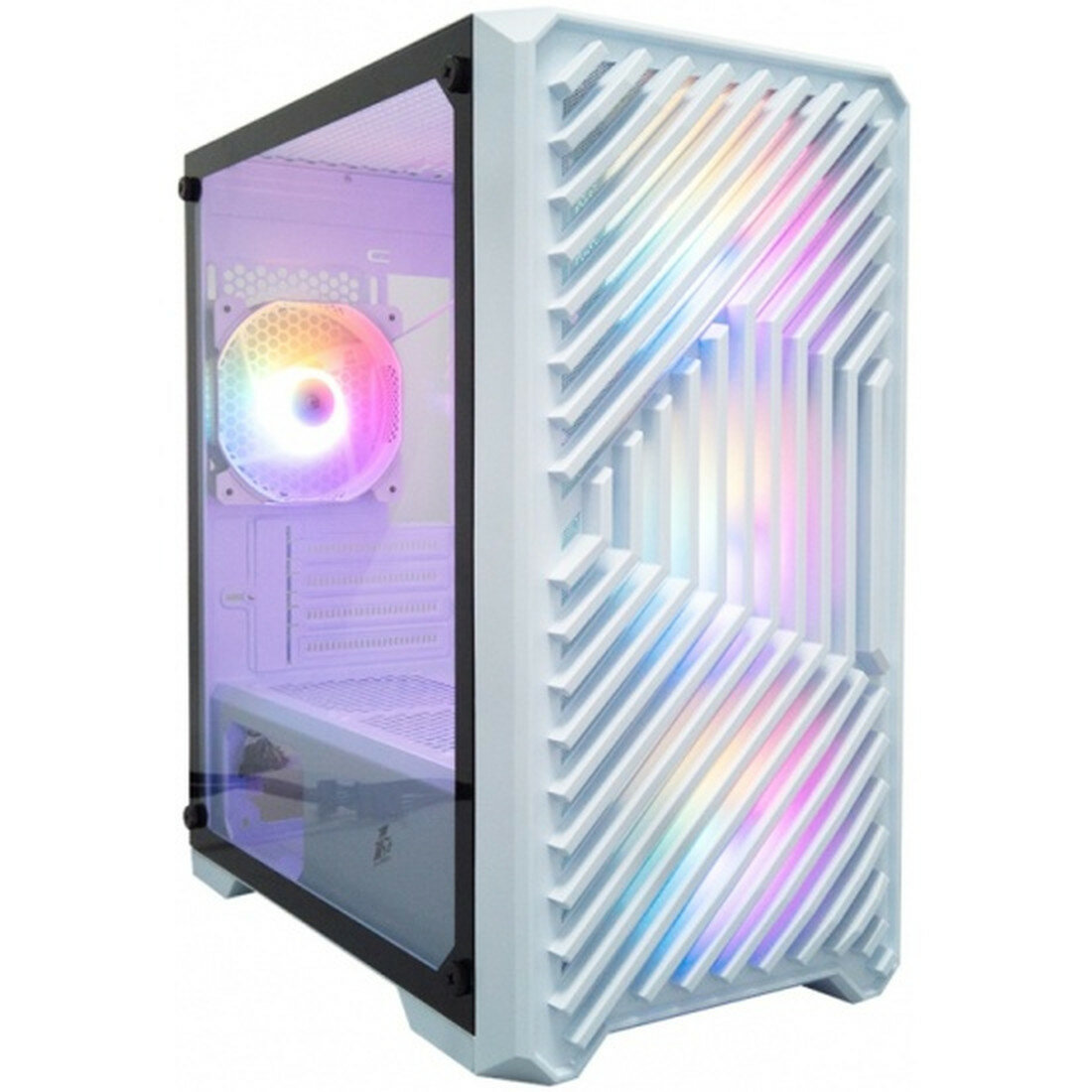 Корпус 1STPLAYER TRILOBITE T5-WH-4F1-W Mini-Tower microATX боковое стекло