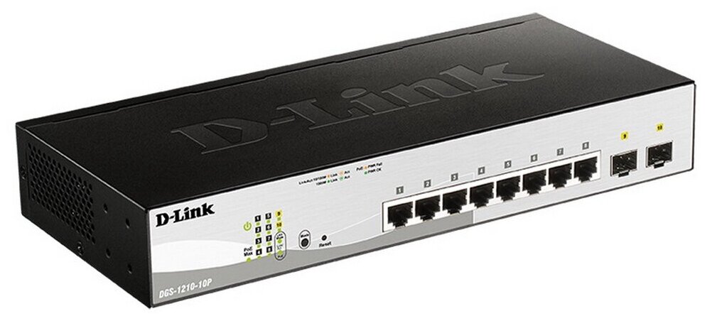 Коммутатор D-Link DGS-1210-10P/FL1A 8G 2SFP 8PoE+ 65W управляемый